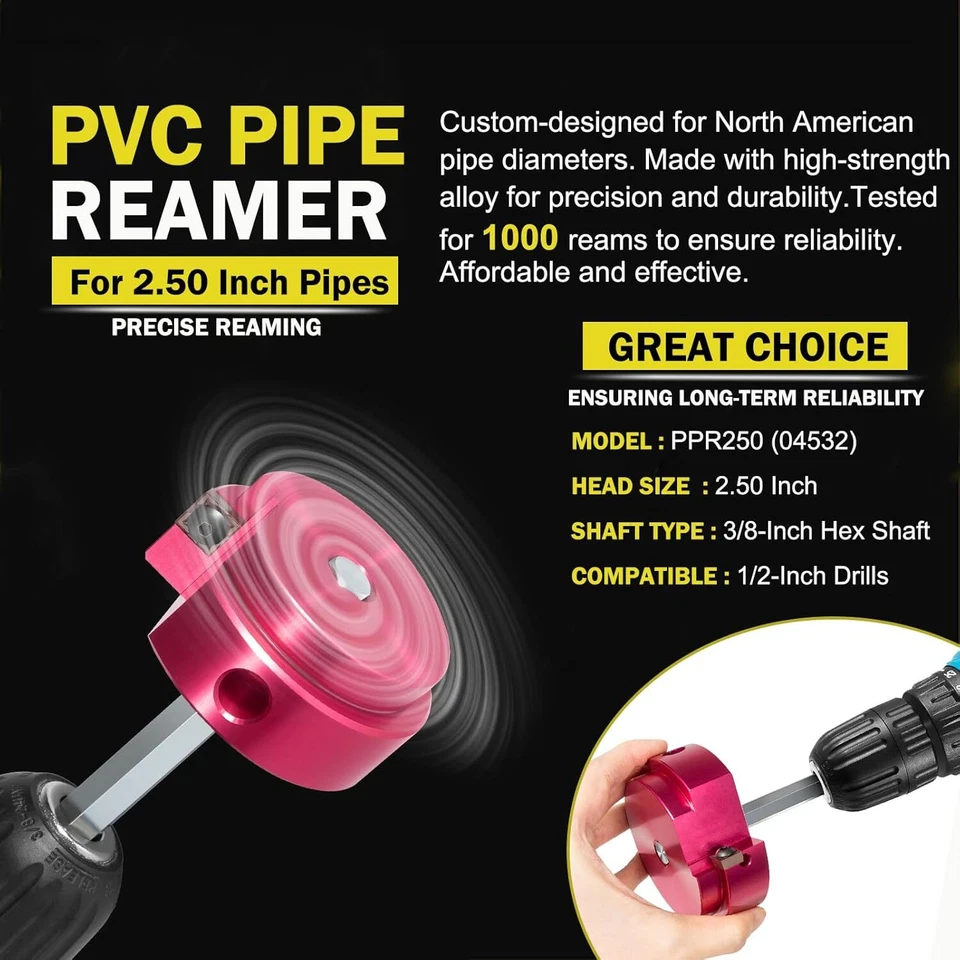 Tool 04532 PPR250 2-1/2" Plastic Pipe Fitting Reamer PVC Pipe Reamer - Image 3 of 4