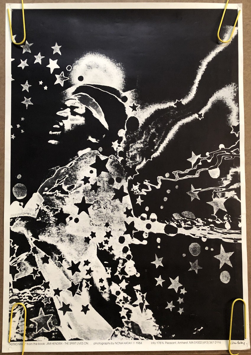 Original Vintage Poster Astro Man Jimi Hendrix Nona Hatay 1984