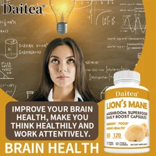 120 Pills Lion'S Mane Mushroom Herbal Supplement Memory Natural Ingredients