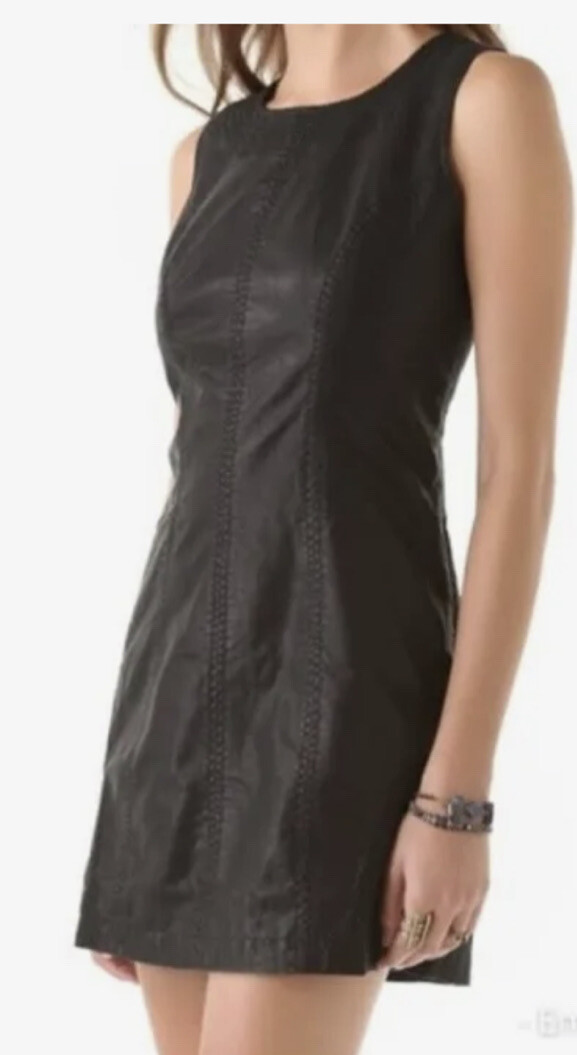Free People Faux Leather Shift Mini Dress Size Medium | eBay