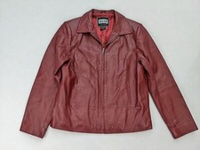 Clio Women's Leather Jacket Size M Red Full Zip