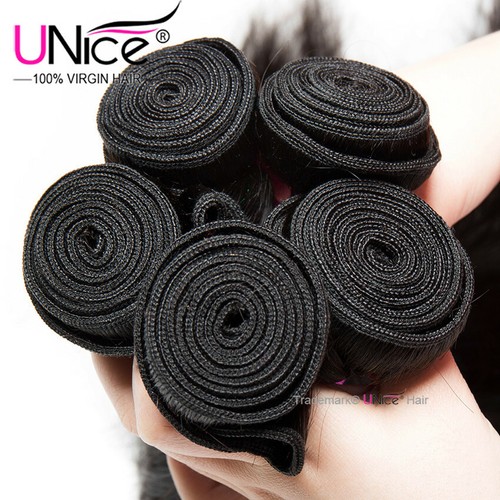 UNice Peruvian Straight 4 Bundles Hair Weaves 100% Virgin Human Hair Extensions - Picture 5 of 13