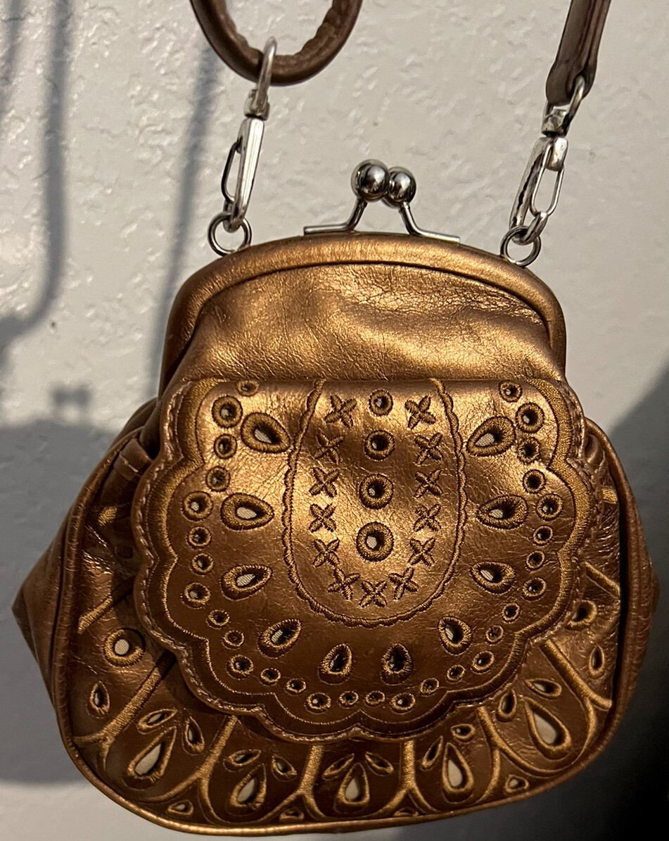 PONY BRIGHTON JOLIE ritagliata floreale petite piccola oro mg borsa a tracolla borsa da sera MGPP