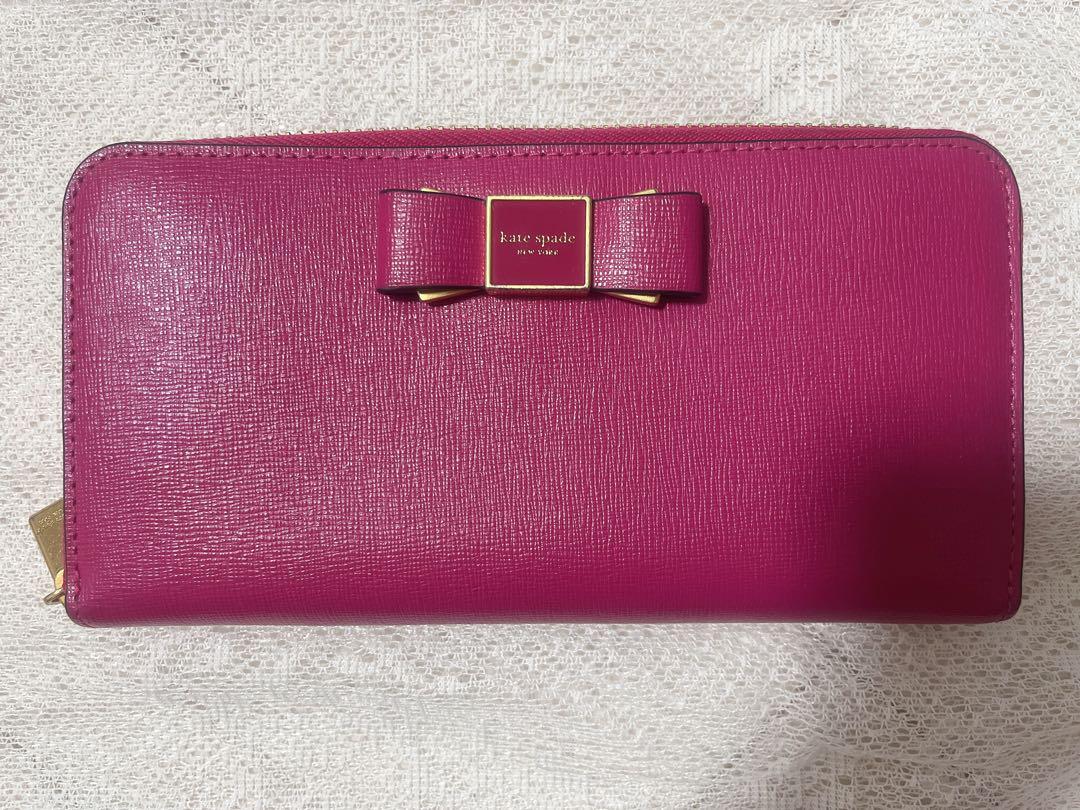 国内発! kate spade/Morgan Bow Embellished Small/ミニ財布/赤 Kate Spade Morgan Bow Embellished Wallet Authentic Women