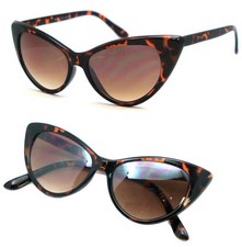 20s Classic Mod Retro Vintage Style Rockabilly Cat Eye Sunglasses UV400 Brown