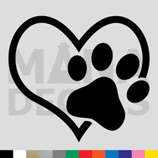 Heart Paw Vinyl Die Cut Decal Sticker - Cat Dog Pet Animal
