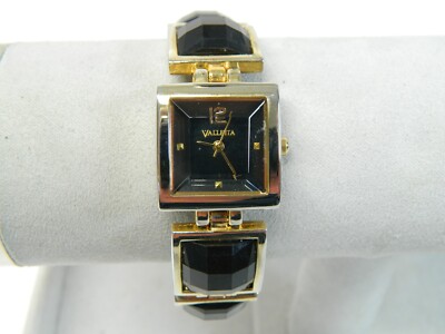 Beautiful VALLETTE BLACK & GOLD tone lady's/Woman's watch/wristwatch