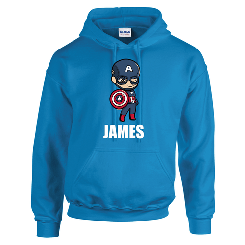 Girls Boys Personalised Marvel Captain America Hooded Hoody Hoodies - Picture 9 of 9