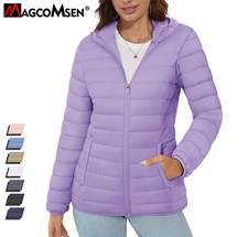 Women's Jacket Lightweight Quilted Padded Hooded Coat Winter Warm Jackets