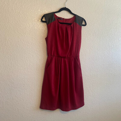 Maurices Size 3/4 Burgundy/Maroon Sleeveless Knee Length Back Zip Dress D10 