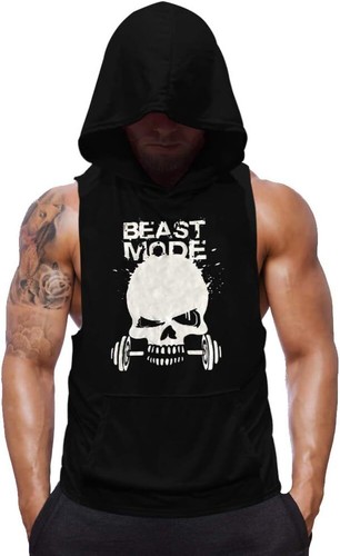 Mens Skull Print Sleeveless Fitness Vest Bodybuilding Workout Tank Tops - Picture 16 of 37