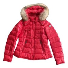 MONCLER giacca con cappuccio in pelliccia cappotto rosso RN 116347 taglia: 3