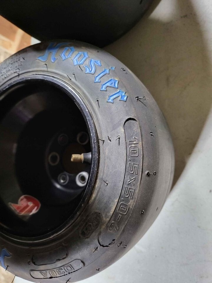 Complete Set Of (4) HOOSIER D30 GO KART RACING TIRES ON BLACK WHEELS eBay