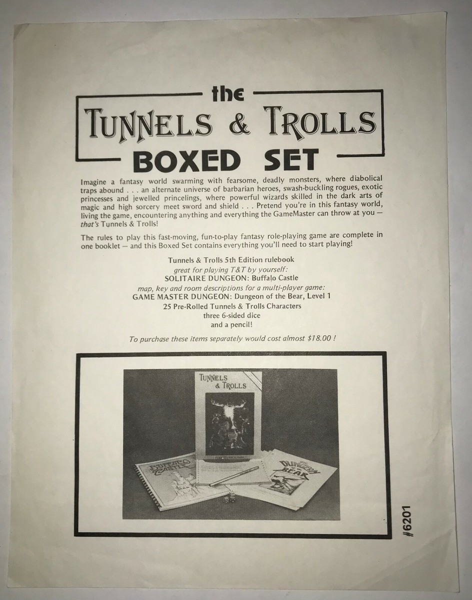 Vintage Tunnels & Trolls Boxed Set - 1980 - Rare 5th Edition - Blk