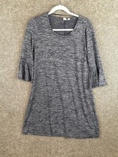 Gap Shift Dress Womens M Black Marled Knit 3/4 Bell Sleeve Stretch Casual Preppy