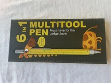 6 in 1 Multitool Ballpoint Pen Set:  Two Screwdrivers, Ruler, Level, Stylus
