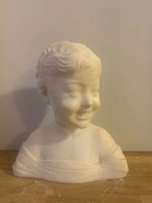 ancien grand buste d'enfant en marbre blanc - Photo 1/4