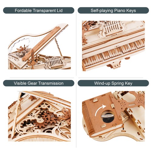 ROKR 7-Kits 3D Wooden Puzzle Mechanical Music Box DIY Xmas Gifts Toys for Adult - Picture 83 of 94