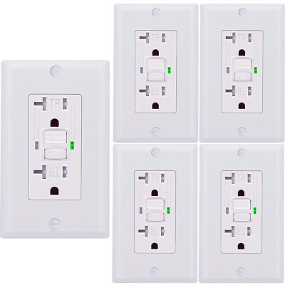 #ad 5 Pack 20Amp GFCI Outlet UL Listed Self Test Tamper Resistant with Wall plates $49.99