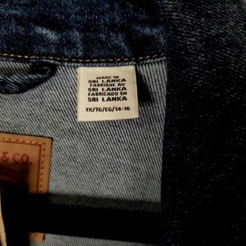 NWT Levis Ex Boyfriend Trucker Jacket Dark Wash Blue Denim Red Tab Women's 1X - Picture 4 of 9