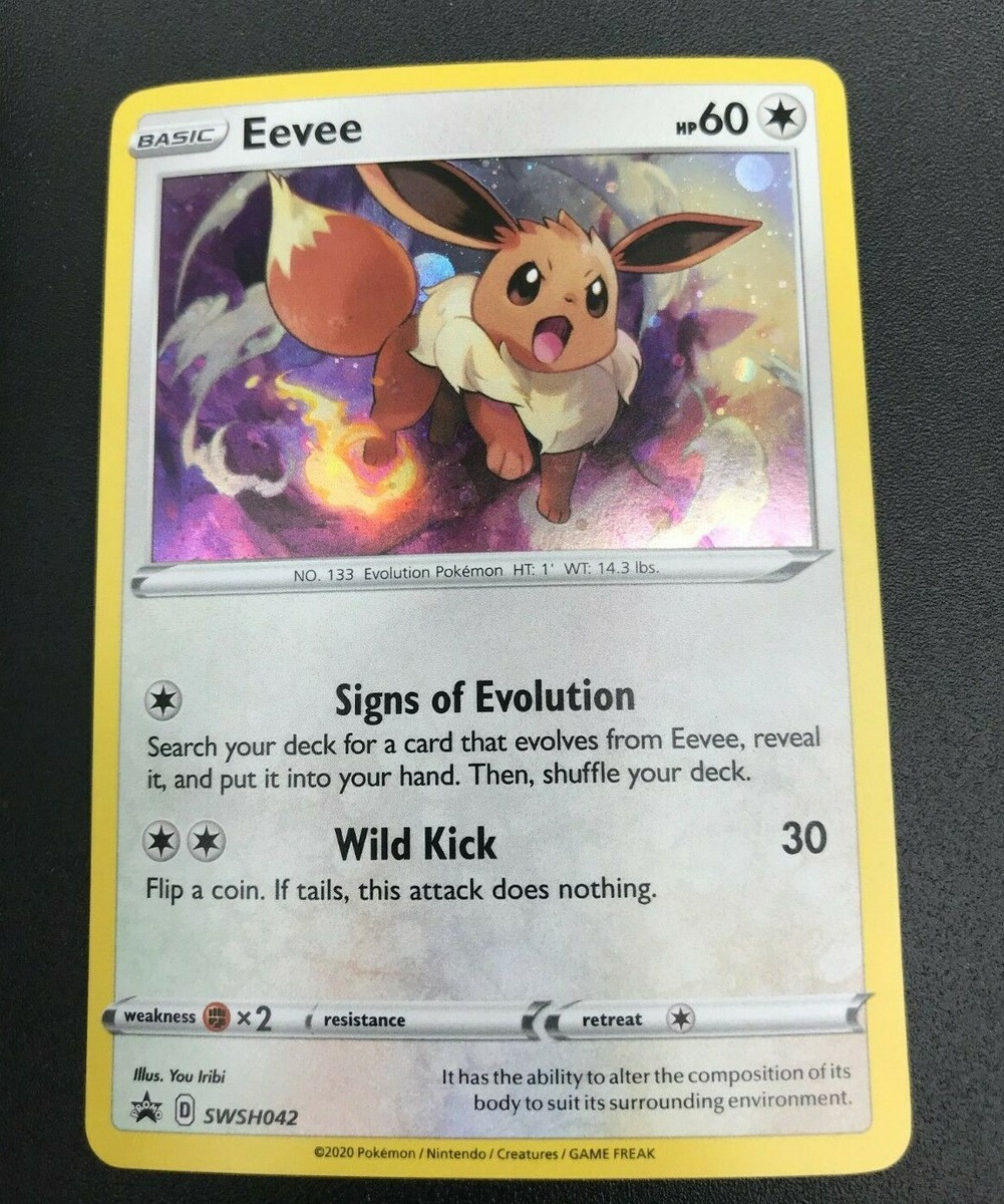 Eevee HOLO RARE SWSH042 Black Star Promo Pokemon NM 2020 | eBay
