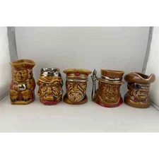5 Vintage Toby Mug Stein, Lord Nelson Pottery Beefeater, Fisherman, Old Gaffer +