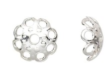 Bead Cap, 100 Silver Plated Brass 6x1mm Filigree Scalloped to Fit 6-8mm Beads