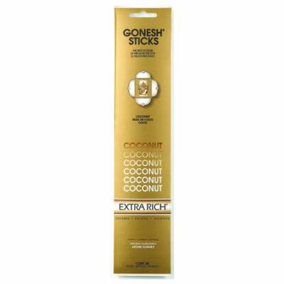 Gonesh Incense Sticks - 4 Packs - Coconut - 20 Sticks Per Pack Extra Rich