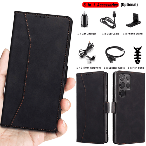 Custodia portafoglio pieghevole in pelle per Samsung Galaxy S22 Ultra 5G / accessori - Foto 13 di 24