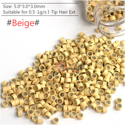 Silicone Lined Micro Rings Beads Link 500Pcs 5mm I-TIP Hair Extensions Bonded LC