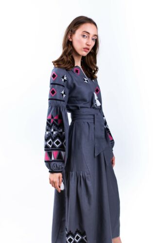 Ukrainisch besticktes Boho Leinenkleid, Sorochka, Hemd, Vyshyvanka, Bohostyle - Bild 2 von 6