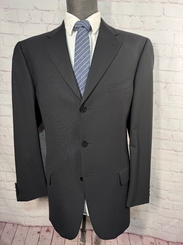 JOSEPH ABBOUD Mens Black Wool Classic Fit Pleated 2pc Suit 40R Jacket 34x29 Pant - Picture 2 of 13