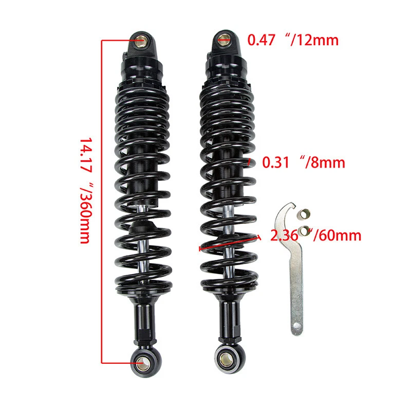 Amortiguador trasero 15,35" tipo redondo universal para Yamaha Vmax 1200 1985-2007 Foto 2 de 4