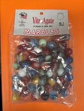 Vintage Bag of Vitro Agate Marbles Unopened 45 Plus 1 Shooter Marbles