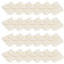 24 Pcs 3x3 Inch Velvet Jewelry Pouches Gift Bags with Snap Button Beige