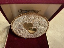 Vintage Crumrine Oval Western Belt Buckle - Silver Gold Tone, New with Tags