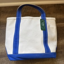 LL Bean Boat and Tote Canvas Bag Zip Top Blue USA Made Small