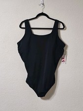 Lands End Swimsuit Womens 22W/L Black Tugless One Piece