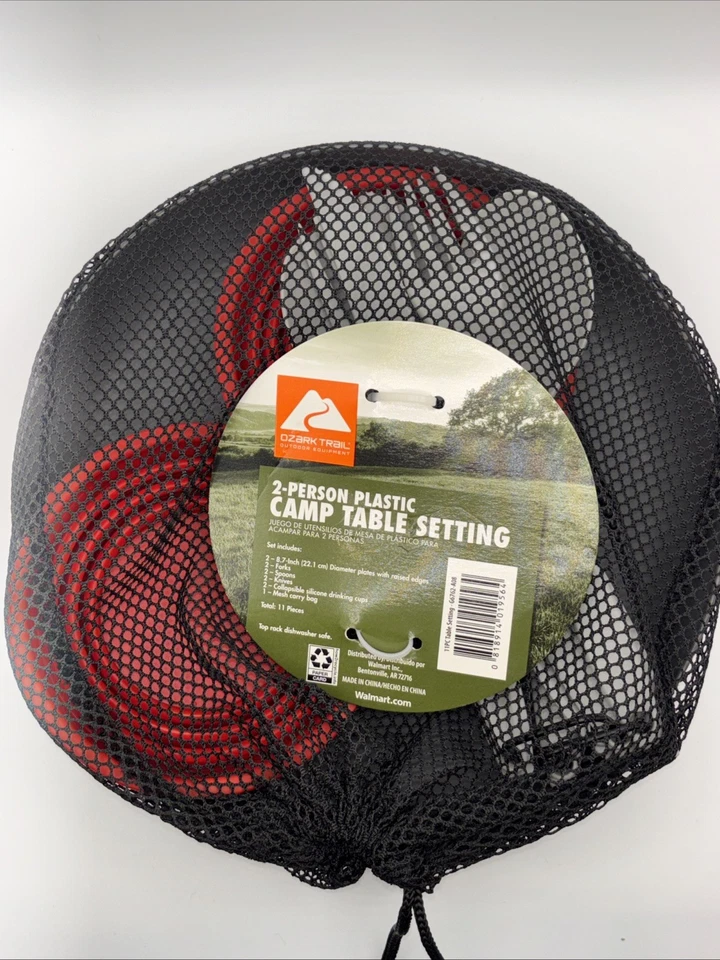 Table Set 2 Person Camp Table Setting Collapsible Cup Ozark Trail Scouts Camping - Image 3 of 3