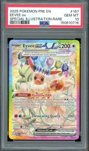 Pokemon TCG Prismatic Evolutions #167 Eevee ex Special Illustration PSA 10