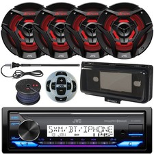 JVC KD-X38MBS Marine Stereo Receiver w/Remote, 4x 6.5" 260W LED Speaker, Extras