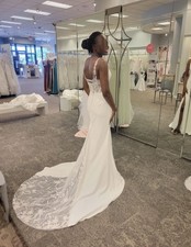 Crepe Mermaid Wedding Dress with Appliques from Davids Bridal (ONLY WORN ONCE!)