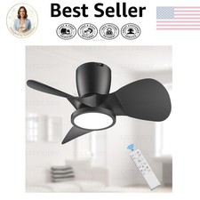 30 Inch Black Dimmable Flush Mount Ceiling Fan with Remote - Modern Comfort