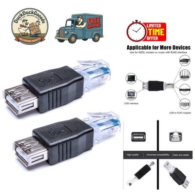 Compact Ethernet to USB Adapter Set for ADSL Modems & Surveillance Cameras
