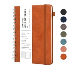 OnMove Lined Spiral Notebook Journal for Women Men 160 Pages A5 Lined, Brown