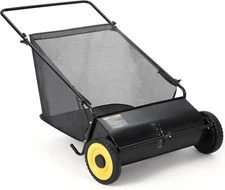 26" Push Lawn Sweeper with 7 Cu. Ft. Hopper Manual Leaf Sweeper Adjustable Brush