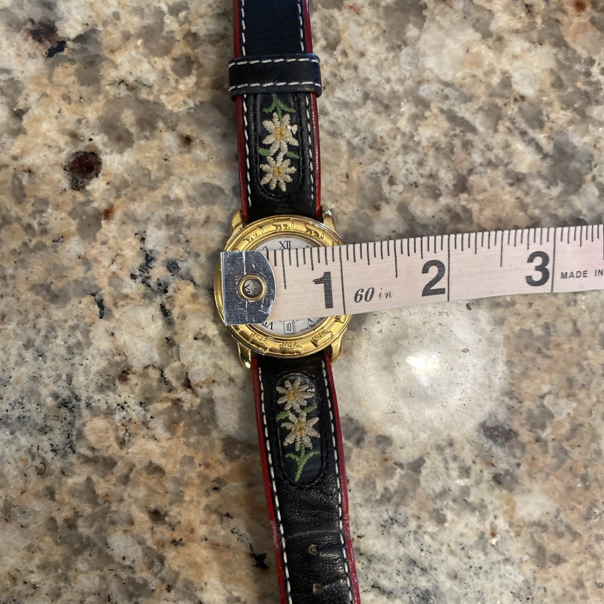 MICHEL JORDI Watch Vintage Gold Tone 1991 Quartz Leather Swiss