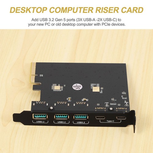 Carte PCIe Vers USB 3.2 Gen 2 avec Bande Passante 10Gbps Convertisseur 5 Po7267 - Photo 4/9