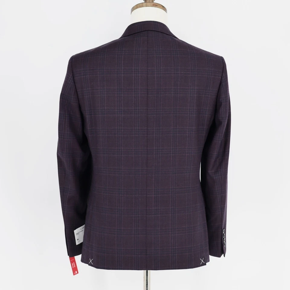 Blazer Traje Calvin Klein Para Hombre Azul Marino/Borgoña Lana a Cuadros Morgan Calce Ajustado Talla 36S Foto 3 de 4