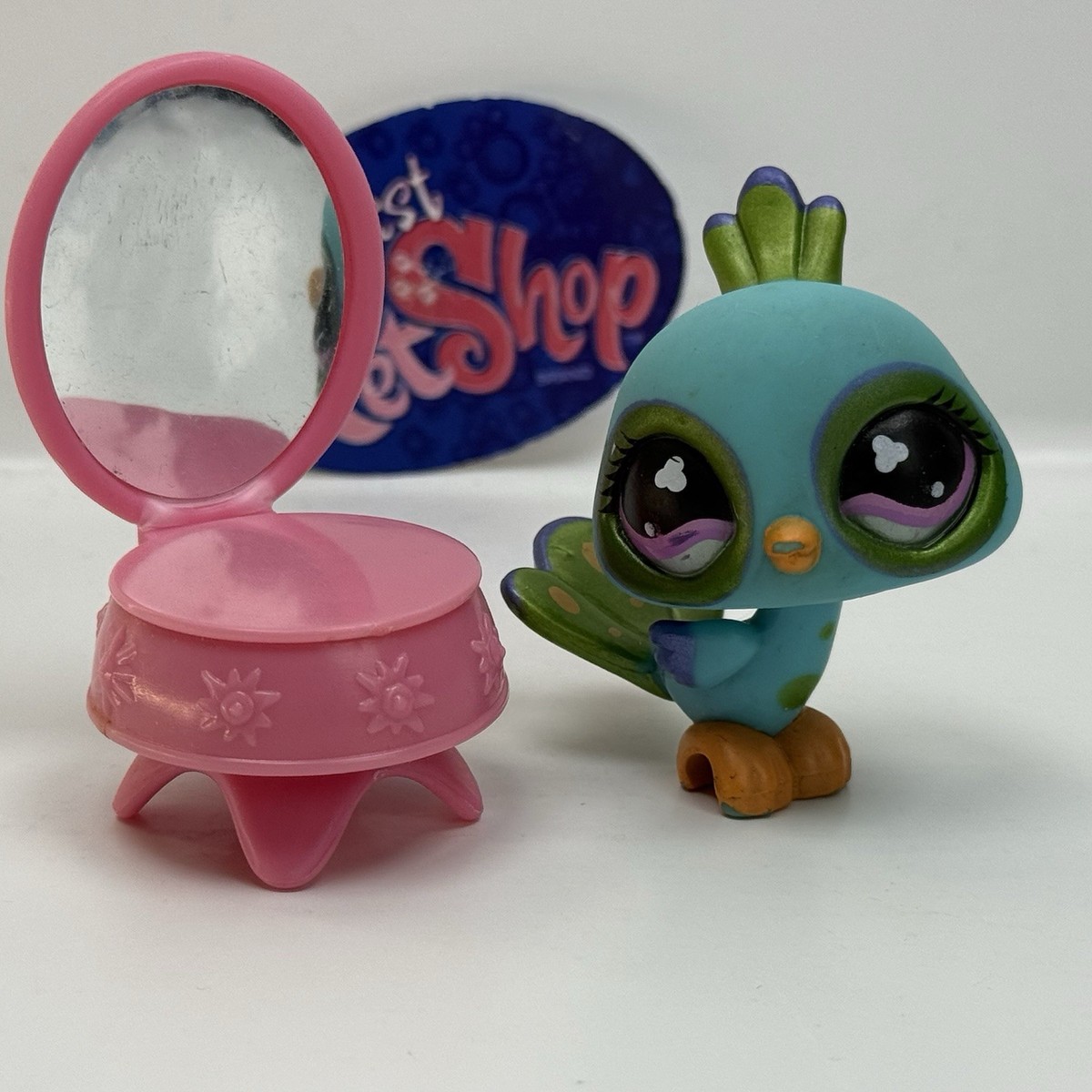 PEACOCK BIRD #869 W/ Accessory - Authentic Littlest Pet Shop